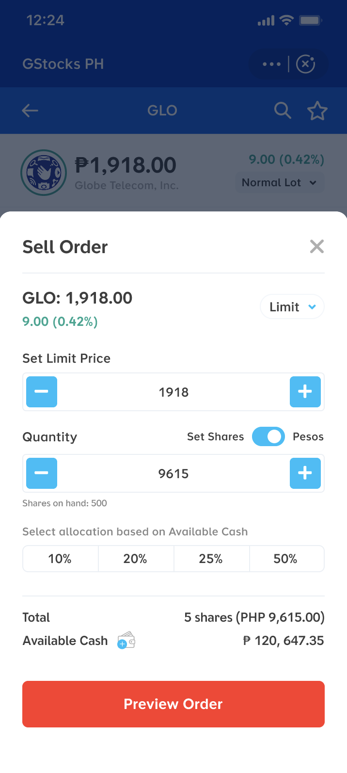 GStocks PH sell order