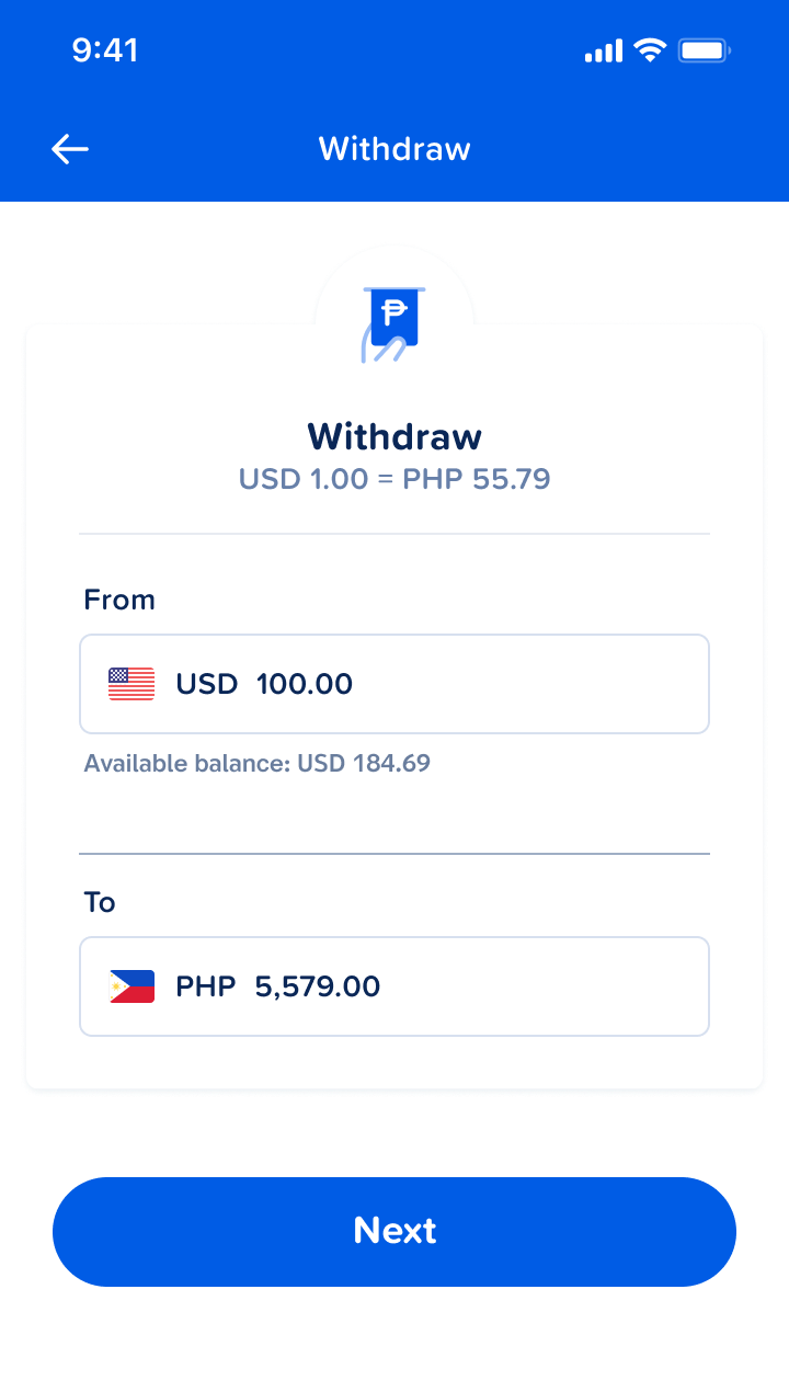 Withdraw USD to PHP in US Virtual Account