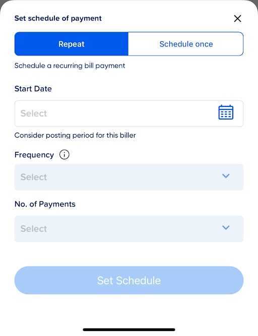 Set schedule of bills payment