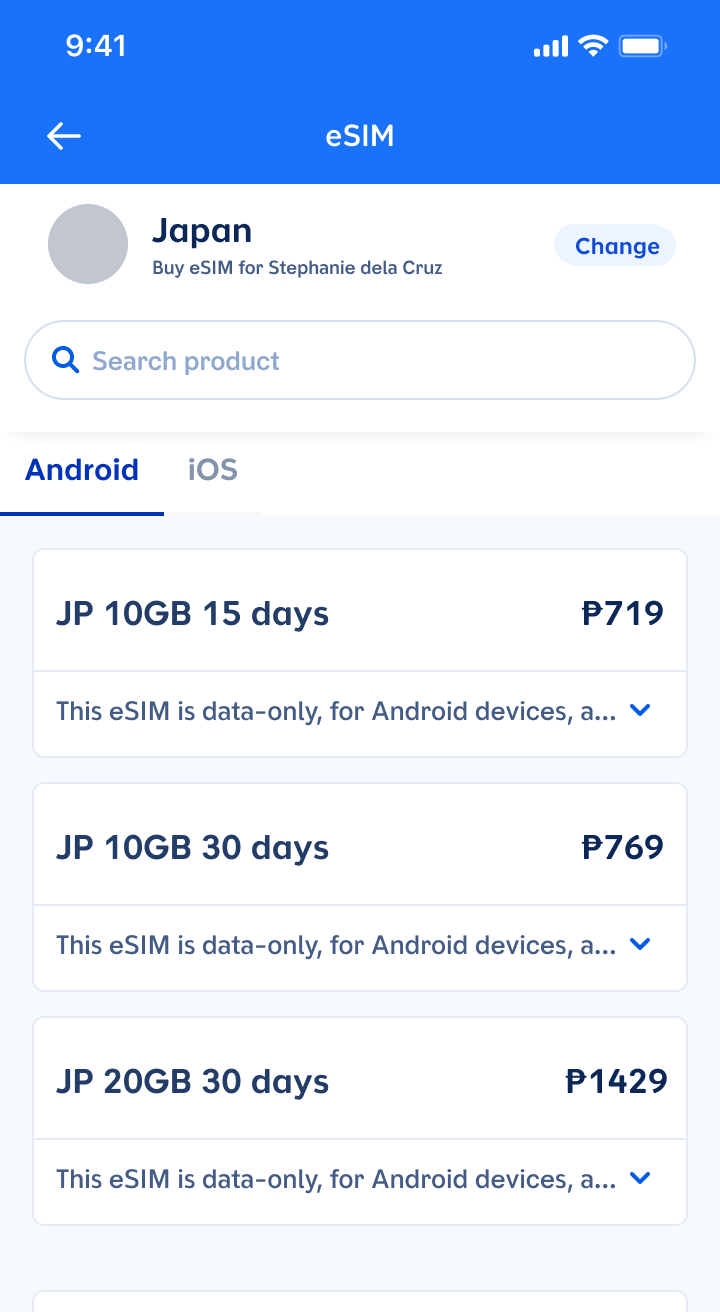 Buy eSIM on GCash