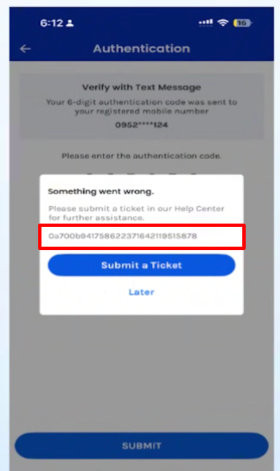 Something Went Wrong error prompt