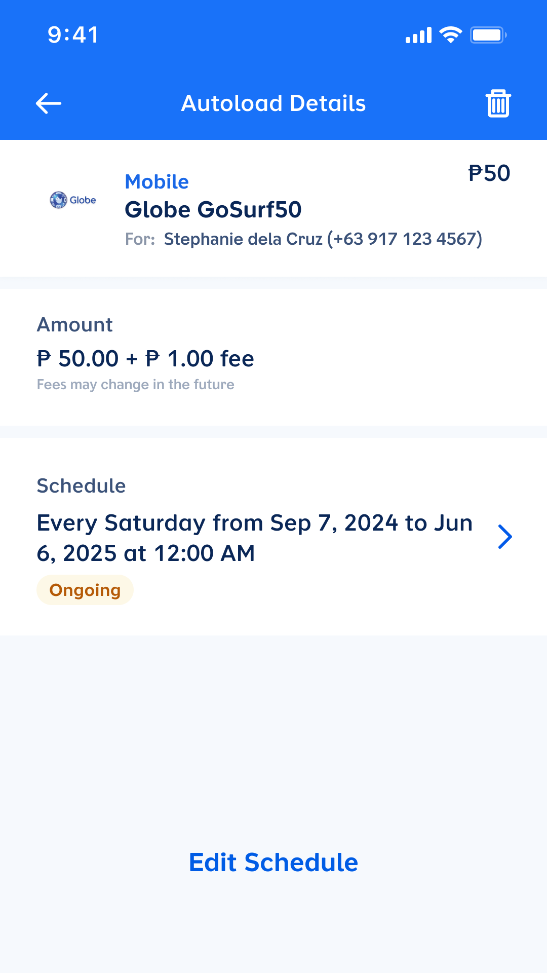 Cancel or edit autoload schedule