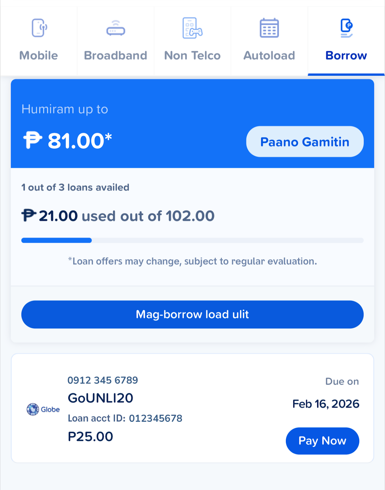Borrow load dashboard