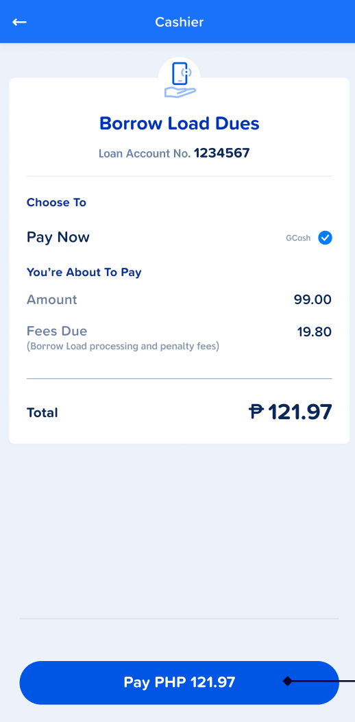 Payment screen