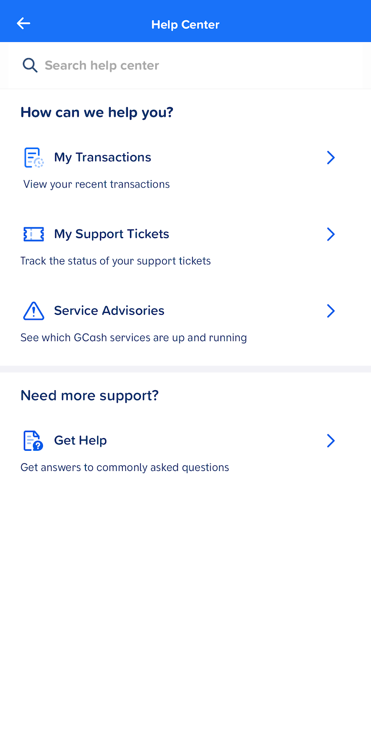 GCash app help page