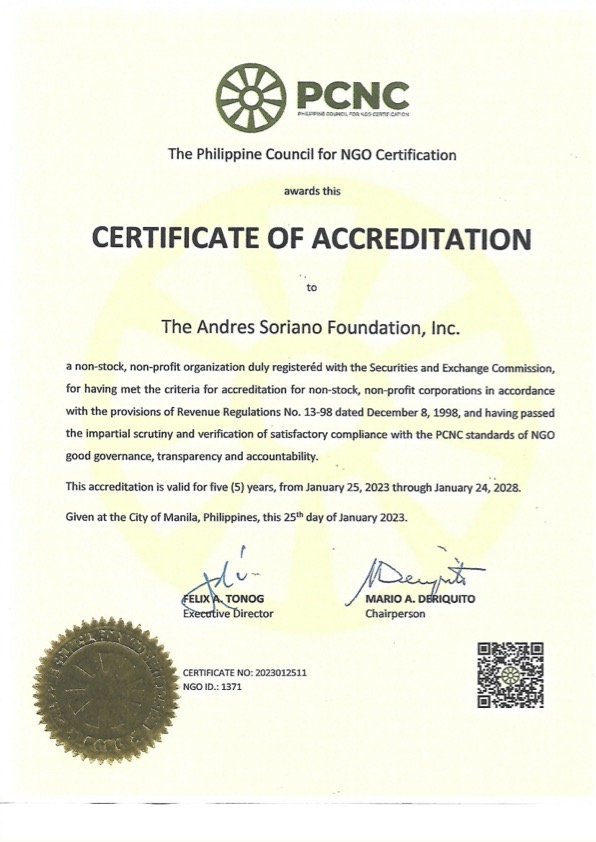 The Andres Soriano Foundation, Inc._ PCNC Accreditation - Merjames Mabborang.jpg
