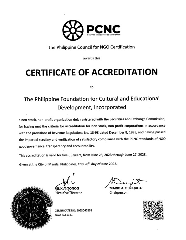 PFCED's PCNC Certificate of Accreditation - Maila Satimbre.jpg