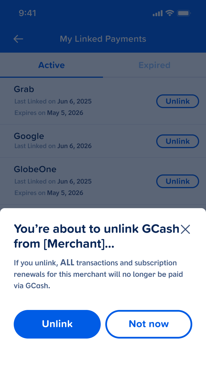 Confirm unlink details