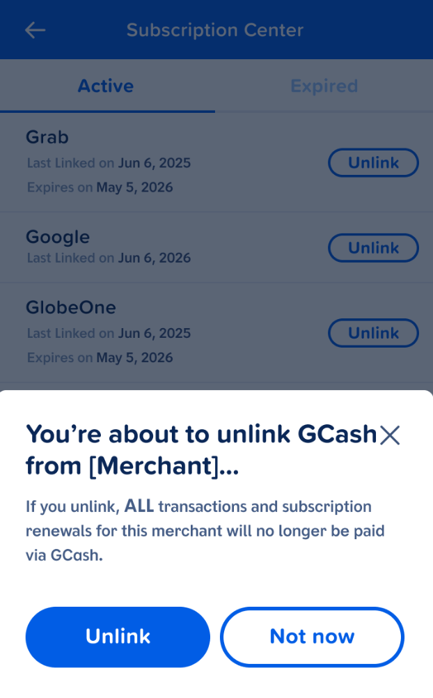Review details before unlinking
