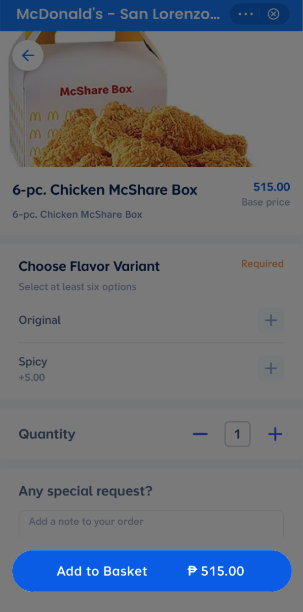 Add to Basket sa Food Hub