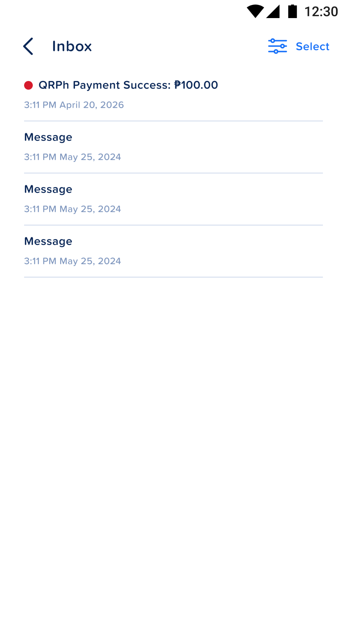 Inbox screen