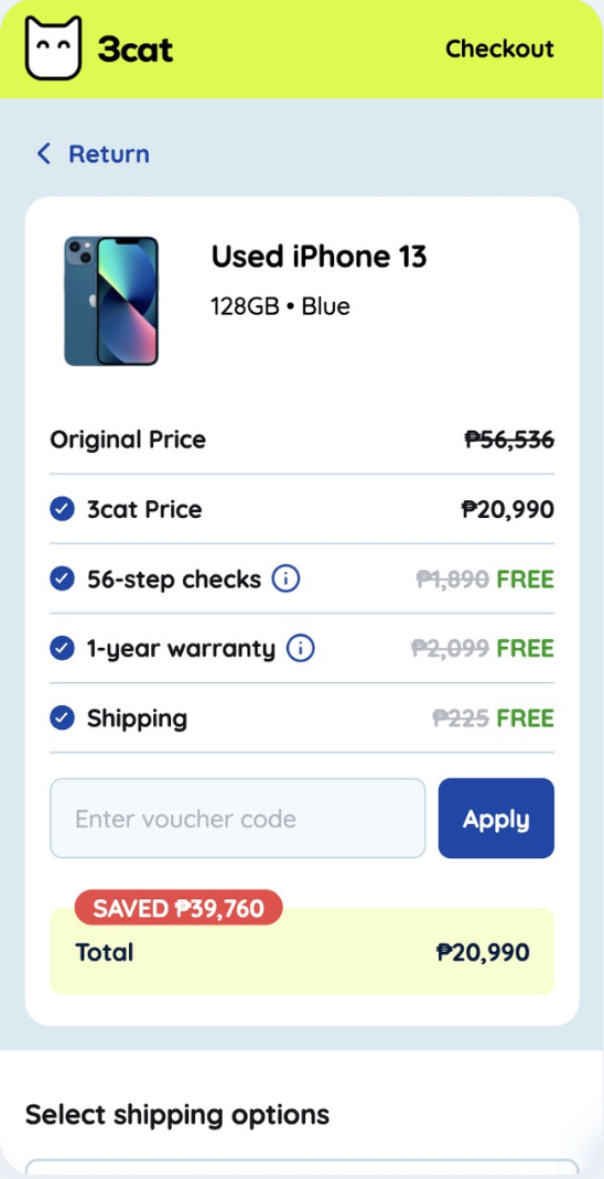 3cat checkout page review